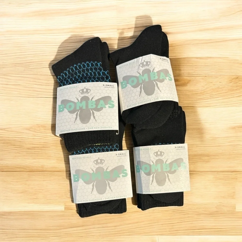 Bombas Kids Crew Socks – 4 Pair Bundle – Size X-Small – NWT